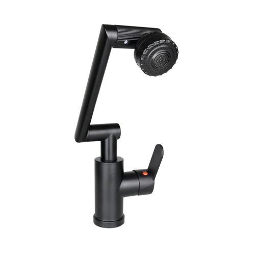 SİYAH - 1080 DERECE DÖNEBİLEN ÇOK FONKSİYONLU MUSLUK BATARYA KTX-3307 (5365)