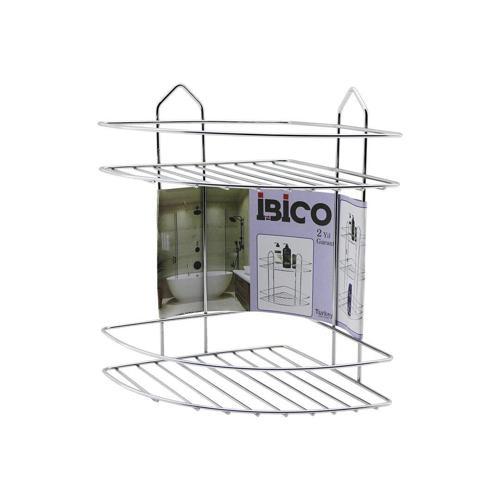 2 KATLI - ÜÇGEN KROM METAL BANYO KÖŞELİK - DUŞKABİN RAF (5365)