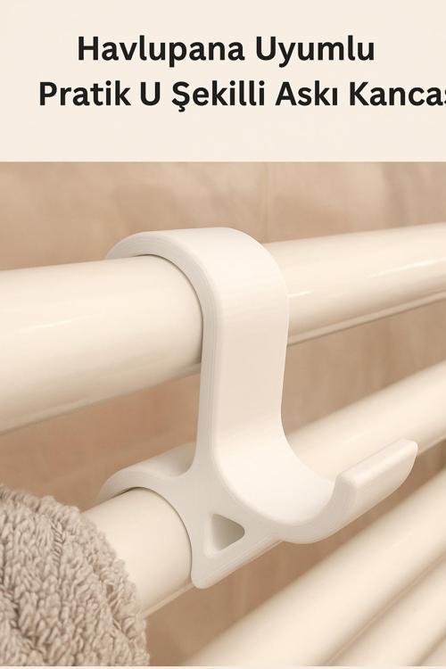 3D Baskı Beyaz Havlupan Askı Kancası – Modern Ve Dayanıklı Tasarım