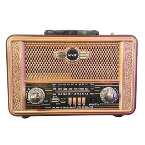 Retro, Nostaljik, Ahşap Tasarım Bluetooth Hoparlörlü, Şarjlı, Taşınabilir Otantik Tasarımlı FM/AM De