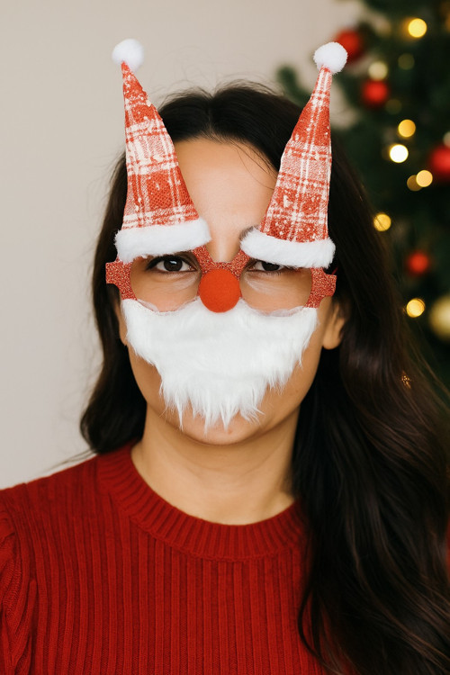 Yılbaşı Gözlüğü Noel Baba Sakallı Şapkalı Parti Aksesuarı Komik Fotoğraf Çekimi Gözlük Modeli