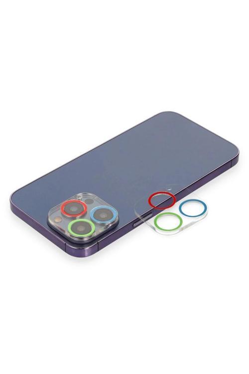 iPhone 13 Pro Max Renkli Kamera Lens Koruma Cam - Mavi-Yeşil-(5796)