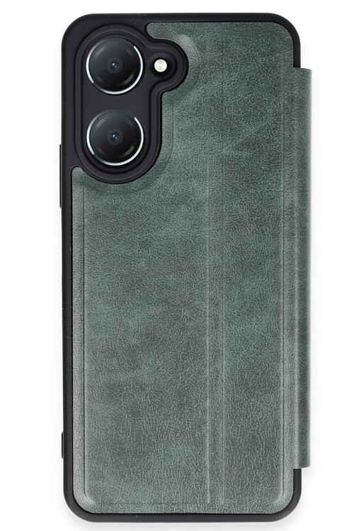 Vivo Y18 Kılıf Flip Cover - Koyu Yeşil-(5796)