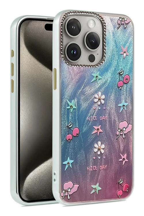 iPhone 15 Pro Kılıf Blade Aynalı Desenli Kapak - Desen 4-(5796)