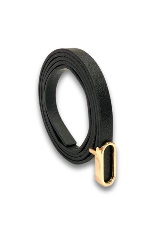 Oval Gold Tokalı Siyah İnce Kadın Kemeri VOSDK0219101
