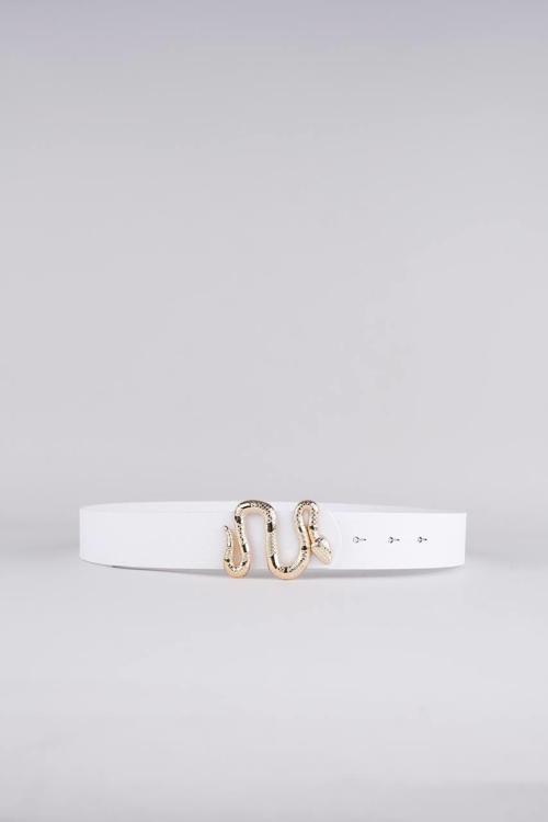 Yılan Desenli Gümüş Tokalı Siyah İnce Kadın Kemeri VOSDK0024101