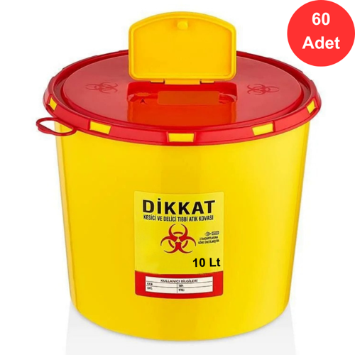 Tıbbi Atık Kovası 10 Litre x 60 Adet - Güvenli ve Dayanıklı (TAK 3210)