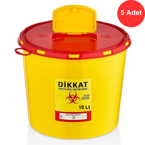 Tıbbi Atık Kovası 10 Litre x 5 Adet - Güvenli ve Dayanıklı (TAK 3210)