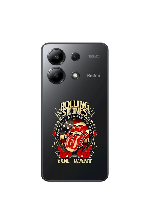 Xiaomi Redmi Note 13 Uyumlu Şeffaf Kılıf Rolling Stones Tasarımlı