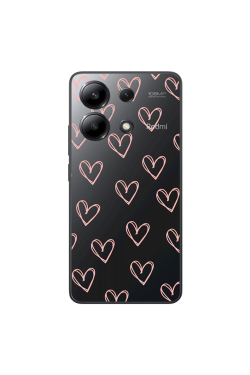 Xiaomi Redmi Note 13 Uyumlu Şeffaf Kılıf Şeffaf Kalp 2 Tasarımlı