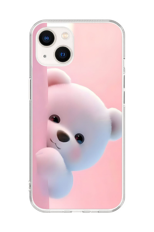 İphone 15 Plus Uyumlu Şeffaf Kılıf 1 Peluş Ayıcık Tasarımlı