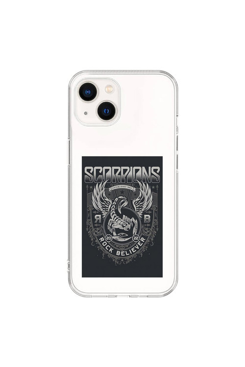 İphone 15 Uyumlu Şeffaf Kılıf Scorpions Tasarımlı