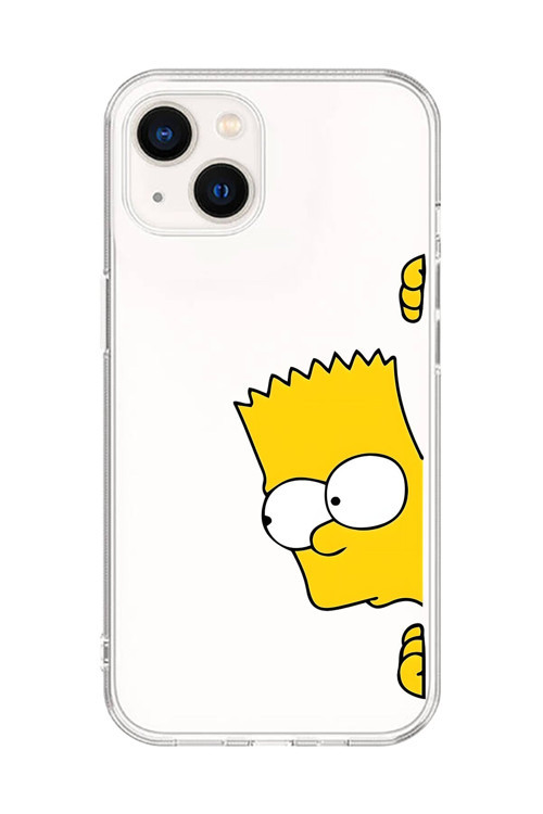 İphone 15 Plus Uyumlu Şeffaf Kılıf Cartoon Bart Simpson 16 Tasarımlı