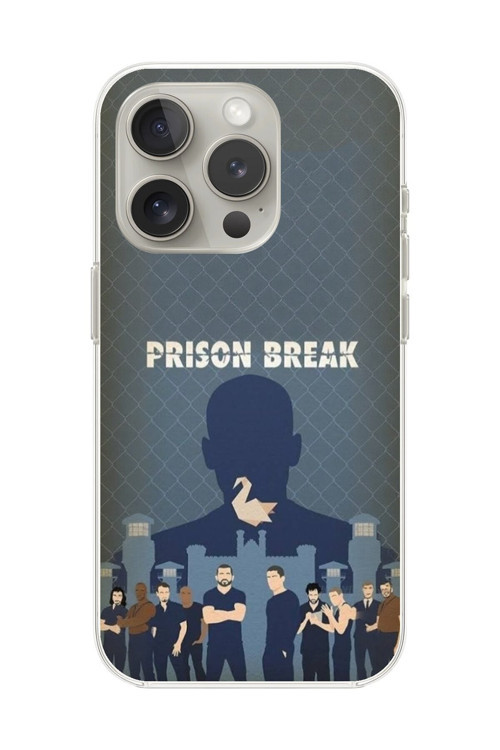 İphone 15 Pro Uyumlu Şeffaf Kılıf Prison Break Tasarımlı