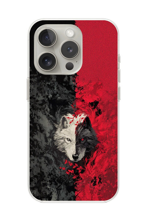 İphone 15 Pro Max Uyumlu Şeffaf Kılıf Kurt Tasarımlı