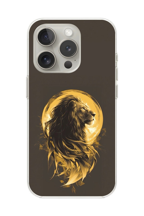 İphone 15 Pro Max Uyumlu Şeffaf Kılıf Aslan Tasarımlı