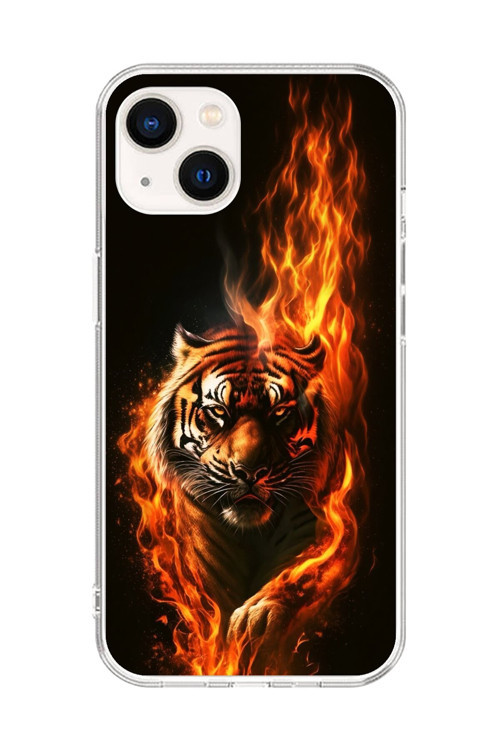 İphone 14 Uyumlu Şeffaf Kılıf Kaplan Tasarımlı