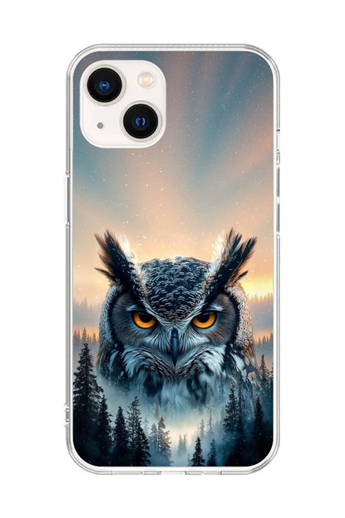 İphone 14 Uyumlu Şeffaf Kılıf Baykuş Tasarımlı