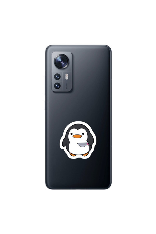 Xiaomi Mi 12 Pro Uyumlu Şeffaf Kılıf Couple Penguen 2 Tasarımlı