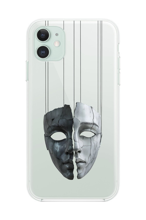 İphone 11 Uyumlu Şeffaf Kılıf Estetik Yüz 8 Tasarımlı