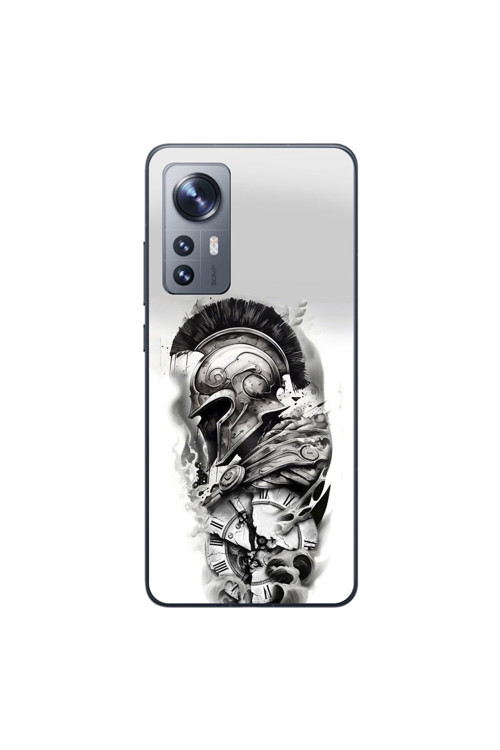 Xiaomi Mi 12 Uyumlu Şeffaf Kılıf Spartan 3 Tasarımlı