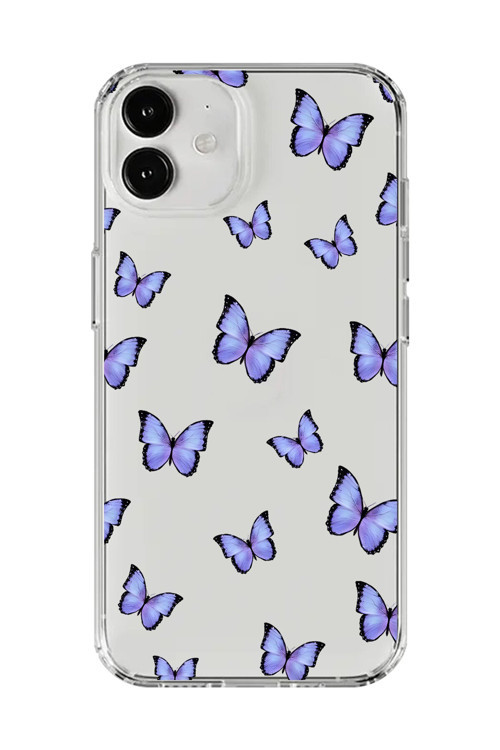 İphone 12 Mini Uyumlu Şeffaf Kılıf Şeffaf Şeffaf Kelebek 3 Tasarımlı