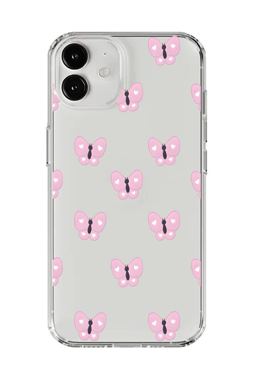 İphone 12 Mini Uyumlu Şeffaf Kılıf Şeffaf Şeffaf Kelebek 1 Tasarımlı