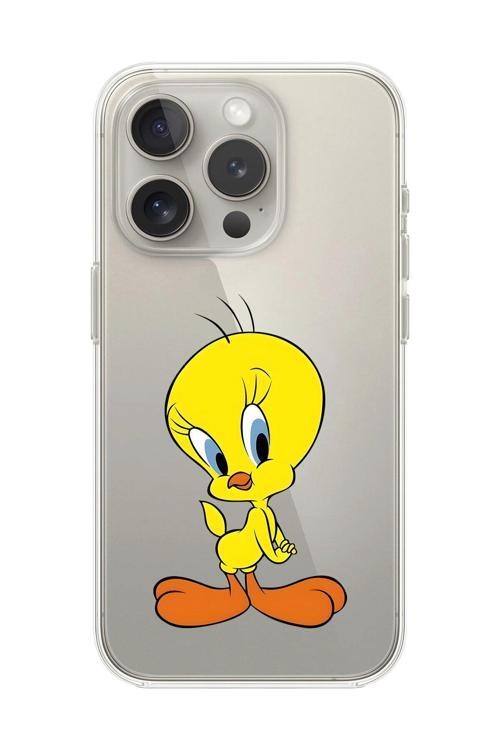 İphone 15 Pro Uyumlu Şeffaf Kılıf Cartoon Tweety 17 Tasarımlı