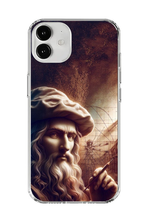 İphone 12 Mini Uyumlu Şeffaf Kılıf Leonardo Da Vinci Tasarımlı