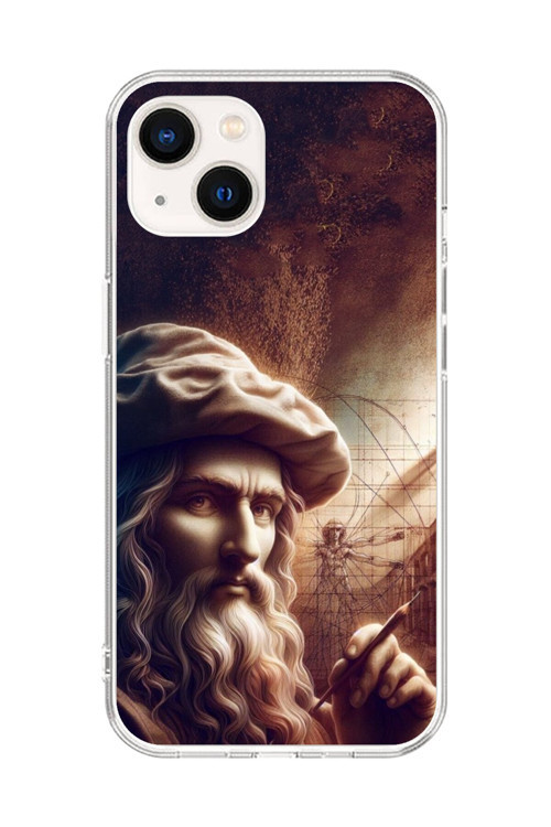 İphone 15 Uyumlu Şeffaf Kılıf Leonardo Da Vinci Tasarımlı