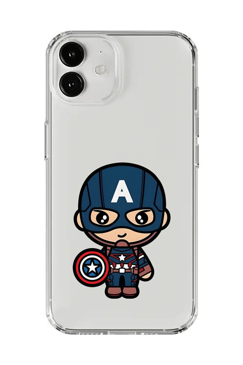 İphone 12 Mini Uyumlu Şeffaf Kılıf Chibi Captain America 4 Tasarımlı