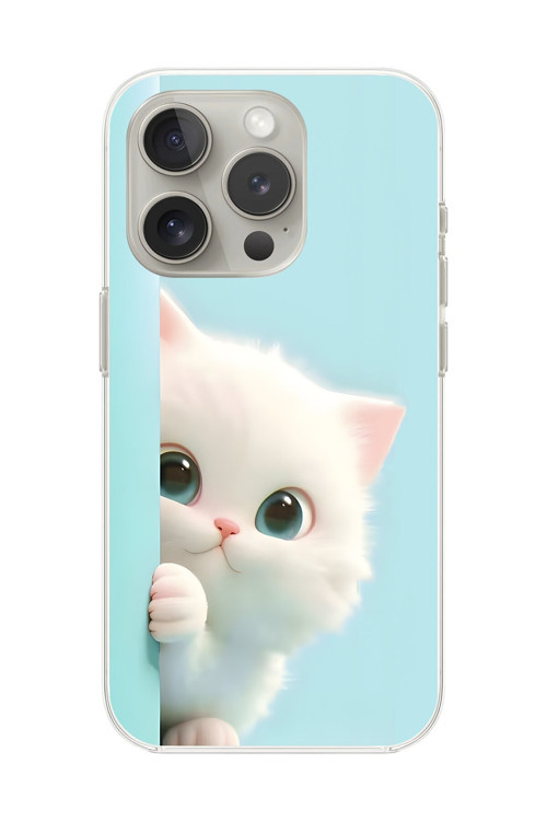 İphone 11 Pro Max Uyumlu Şeffaf Kılıf 2 Peluş Kedi Tasarımlı