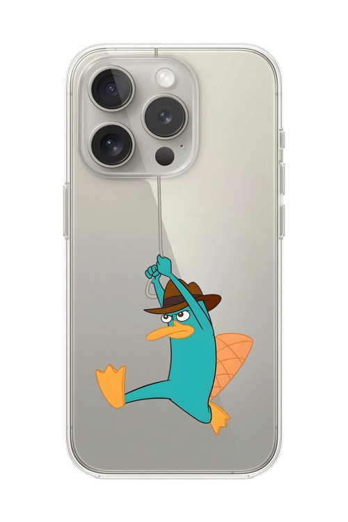 İphone 11 Pro Max Uyumlu Şeffaf Kılıf Cartoon Ornitorenk Perry 11 Tasarımlı