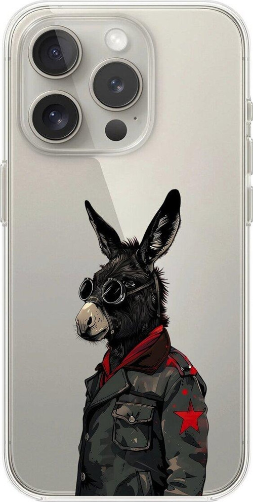 İphone 15 Pro Max Uyumlu Şeffaf Kılıf Cool Eşek Tasarımlı