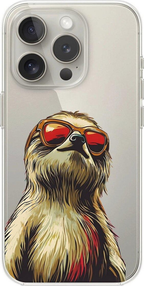 İphone 15 Pro Max Uyumlu Şeffaf Kılıf Cool Tembel Hayvan Tasarımlı