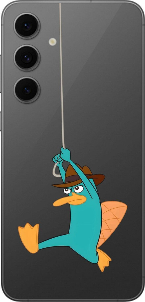Galaxy S24 Fe Uyumlu Şeffaf Kılıf Cartoon Ornitorenk Perry 11 Tasarımlı