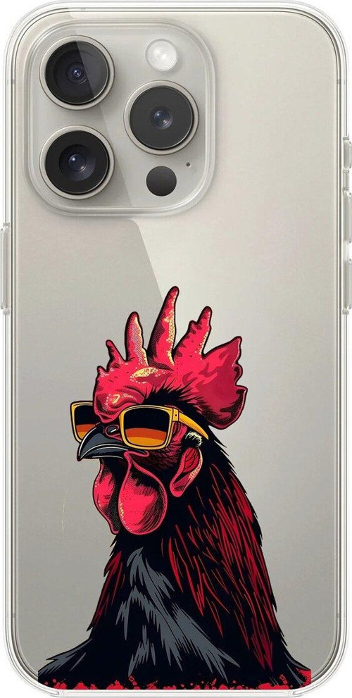 İphone 15 Pro Max Uyumlu Şeffaf Kılıf Cool Horoz Tasarımlı