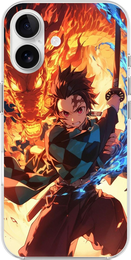 İphone 16 Uyumlu Şeffaf Kılıf Demon Slayer Tasarımlı 1