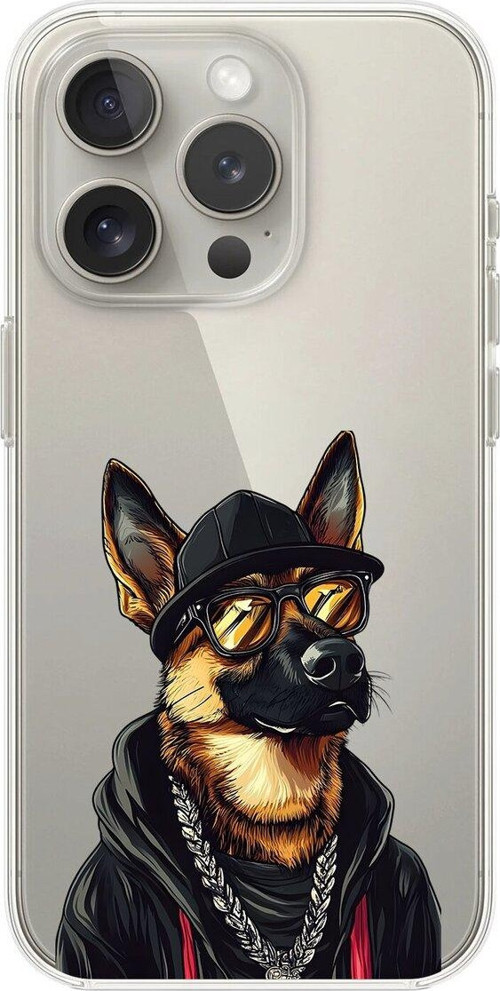 İphone 15 Pro Max Uyumlu Şeffaf Kılıf Cool Köpek Tasarımlı