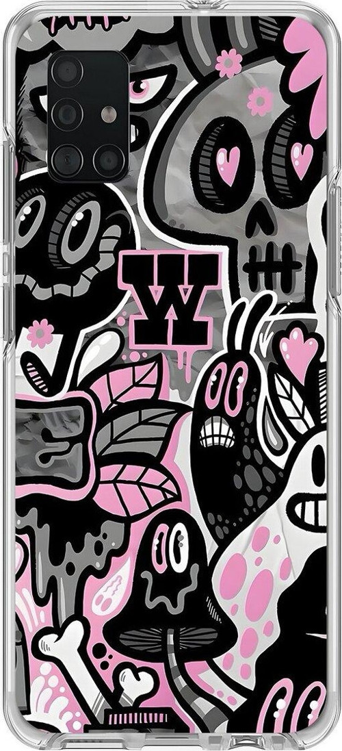 Samsung Galaxy A71 Uyumlu Şeffaf Kılıf Graffiti 10 Tasarımlı