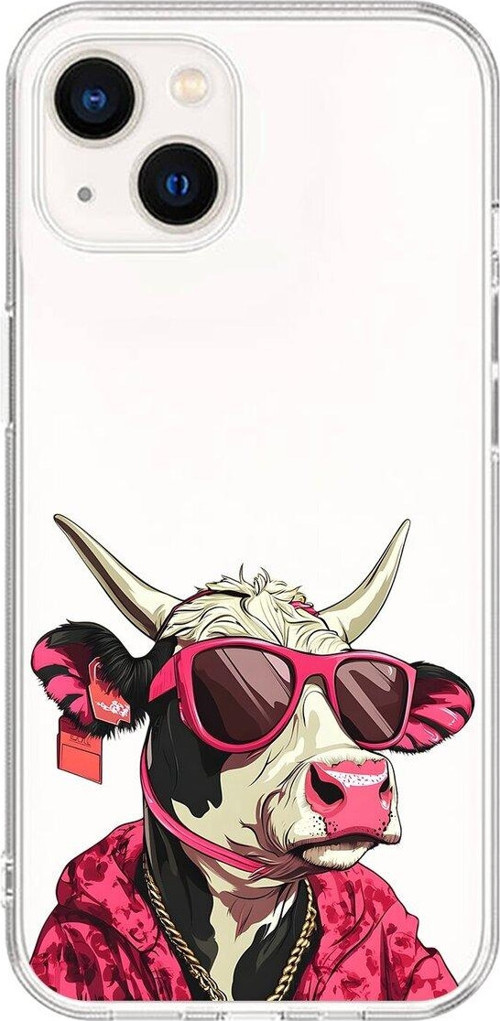 İphone 15 Uyumlu Şeffaf Kılıf Cool İnek Tasarımlı