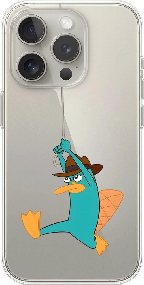 İphone 14 Pro Uyumlu Şeffaf Kılıf Cartoon Ornitorenk Perry 11 Tasarımlı