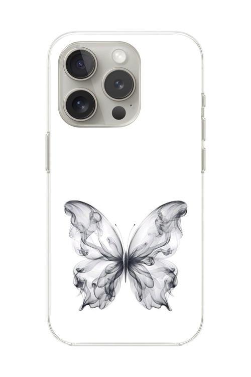 İphone 13 Pro Uyumlu Şeffaf Kılıf Dumanlı Kelebek Tasarımlı