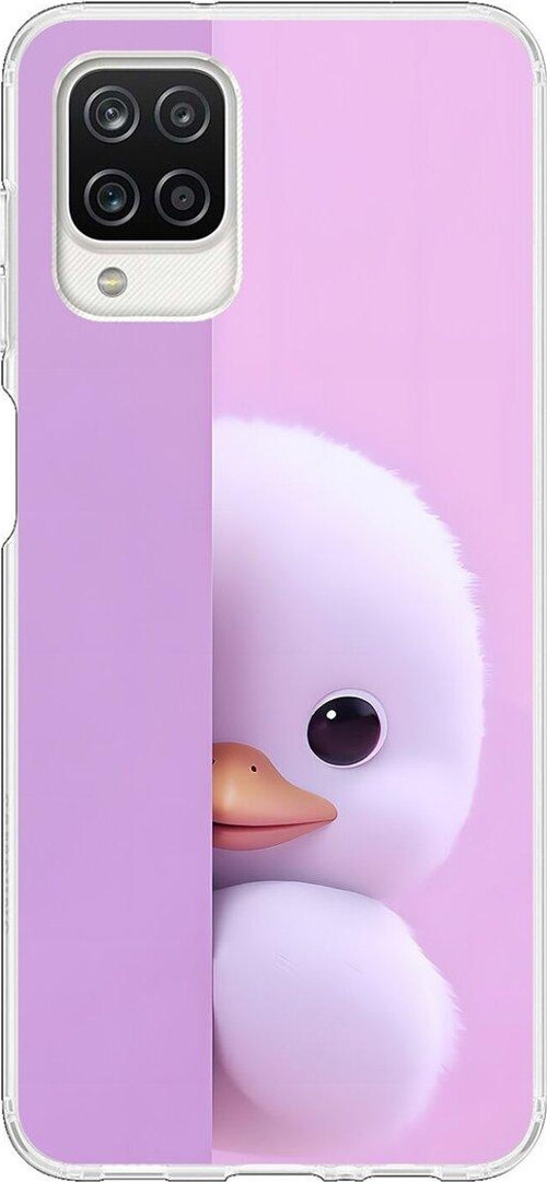 Samsung Galaxy A12 Uyumlu Şeffaf Kılıf 3 Peluş Ördek Tasarımlı