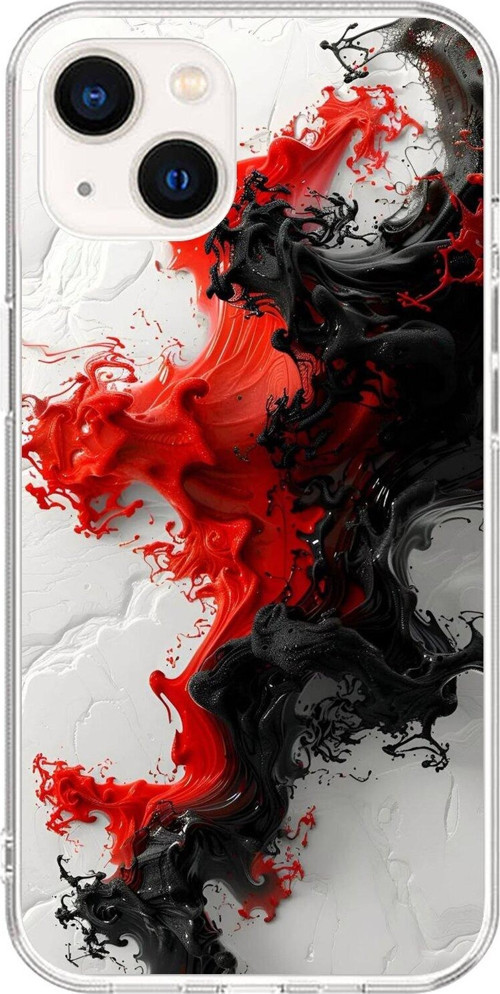 İphone 15 Uyumlu Şeffaf Kılıf Renkli Boya 1 Tasarımlı