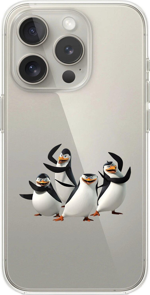 İphone 14 Pro Uyumlu Şeffaf Kılıf Cartoon Madagaskar Penguenleri 8 Tasarımlı