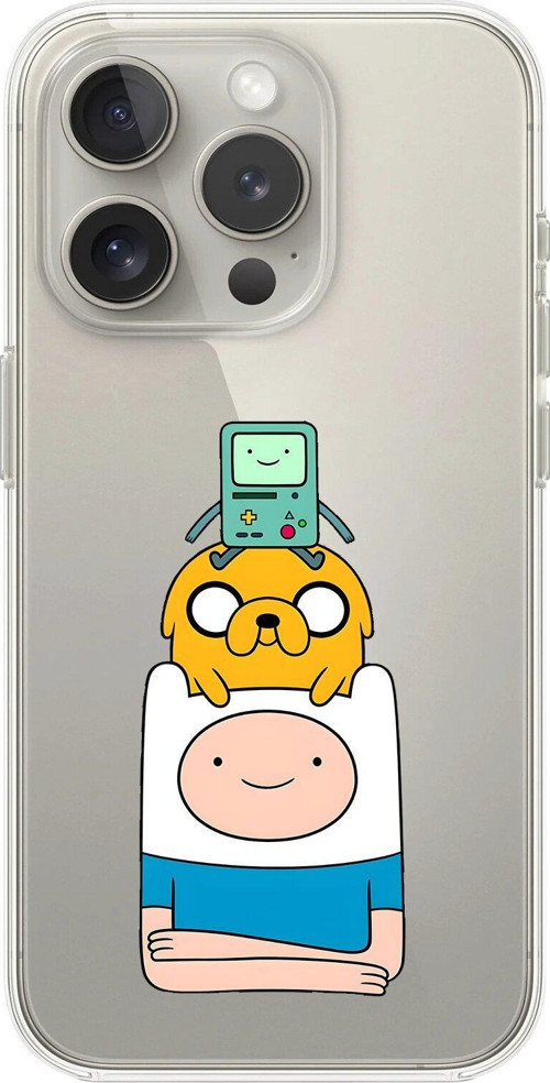 İphone 14 Pro Uyumlu Şeffaf Kılıf Cartoon Adventure Time 1 Tasarımlı