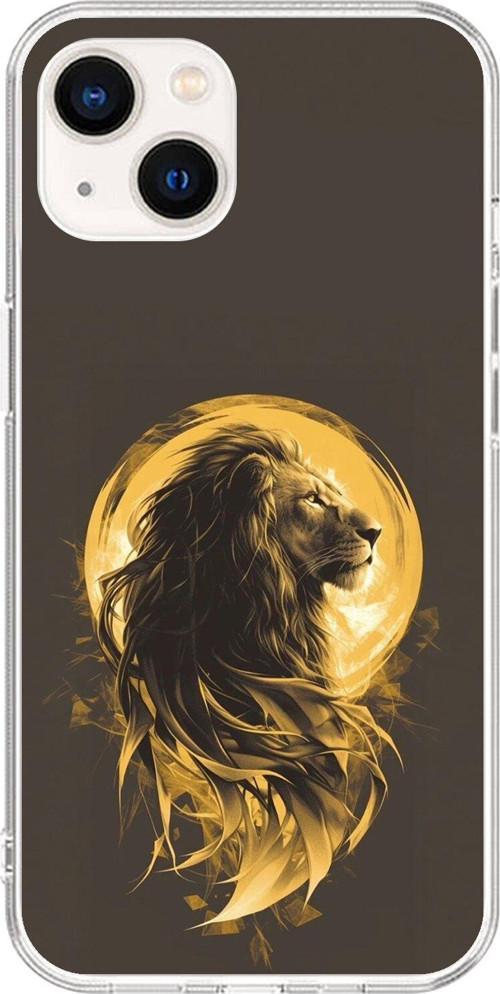 İphone 14 Plus Uyumlu Şeffaf Kılıf Aslan Tasarımlı