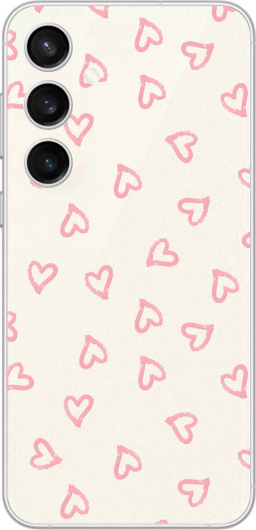 Galaxy S23 Uyumlu Şeffaf Kılıf Şeffaf Kalp 3 Tasarımlı