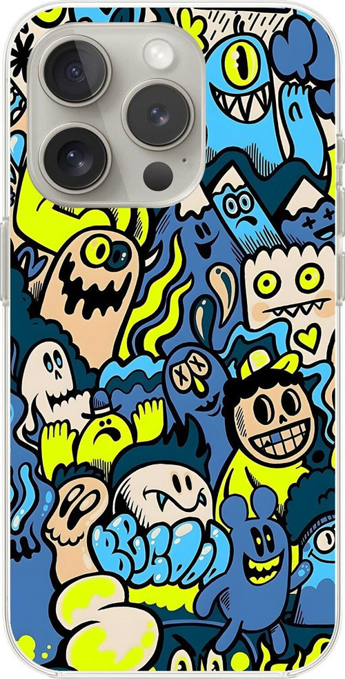 İphone 12 Pro Max Uyumlu Şeffaf Kılıf Graffiti 11 Tasarımlı